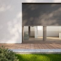 House with window and shutter roller - render 3d